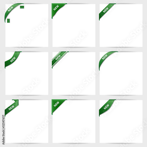 Collection of green corner ribbons new