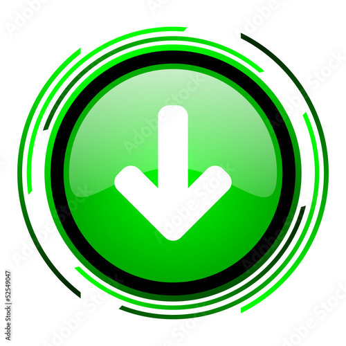 arrow down green circle glossy icon
