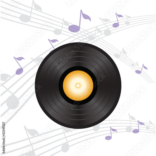 vinyl record with orange label