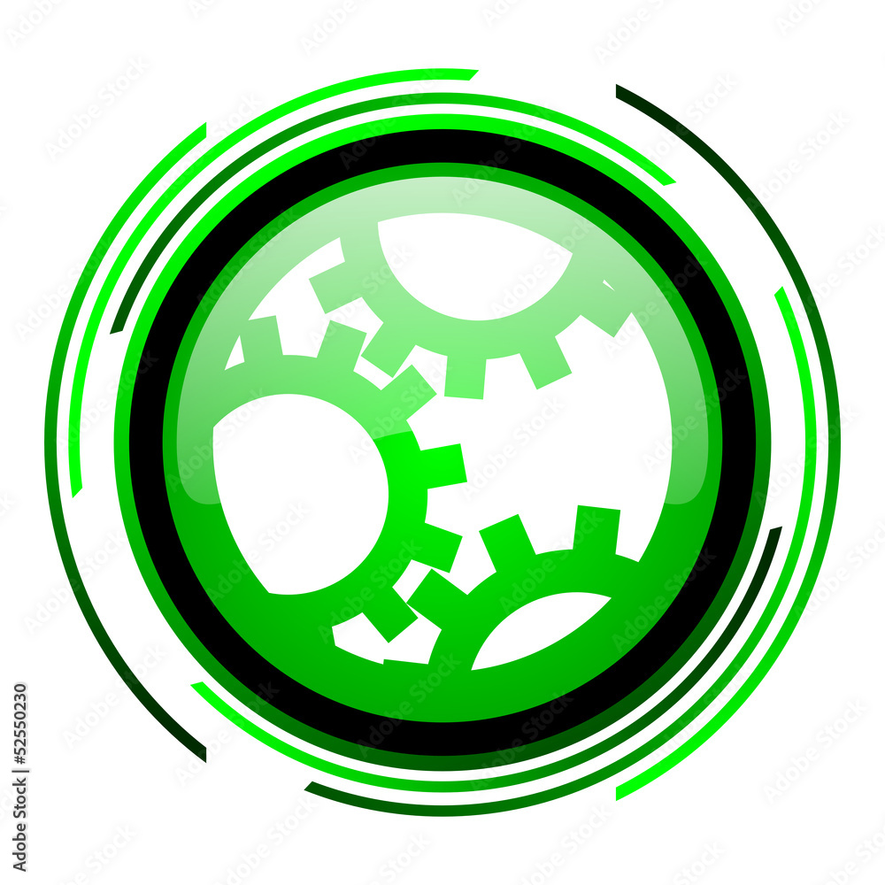 gears green circle glossy icon gears green circle glossy icon