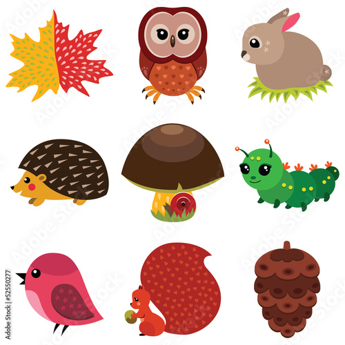 Forest design elements set