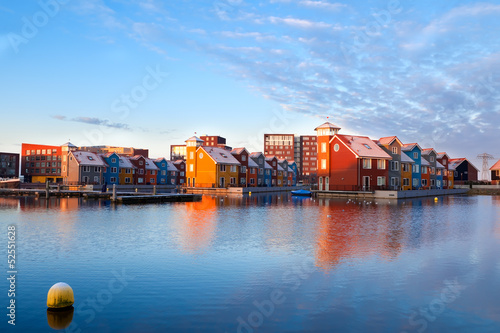 buildings on water at Reitdiephaven, Groningen photo