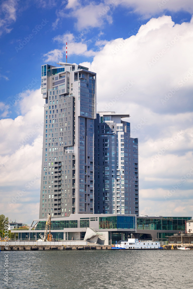 Naklejka premium Sea towers building in Gdynia at Baltic Sea, Poland