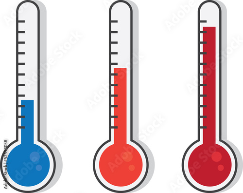 Isolated thermometers in different colors