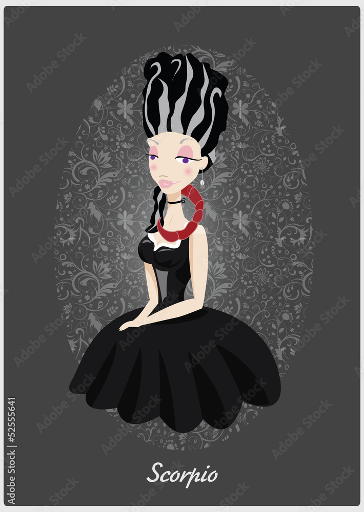 Fototapeta premium Zodiac horoscope sign Scorpio with a beautiful girl