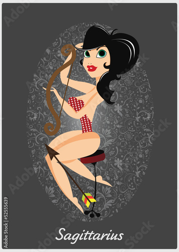 Zodiac horoscope sign Sagittarius with a beautiful girl