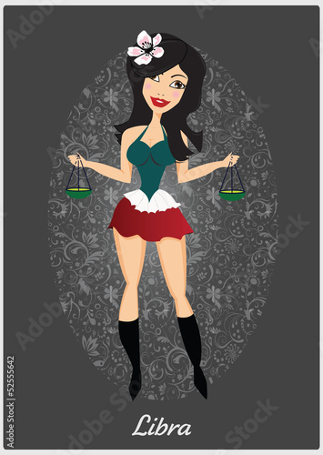 Zodiac horoscope sign Libra with a beautiful girl