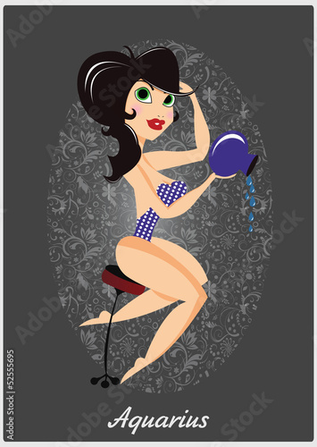 Zodiac horoscope sign Aquarius with a beautiful girl