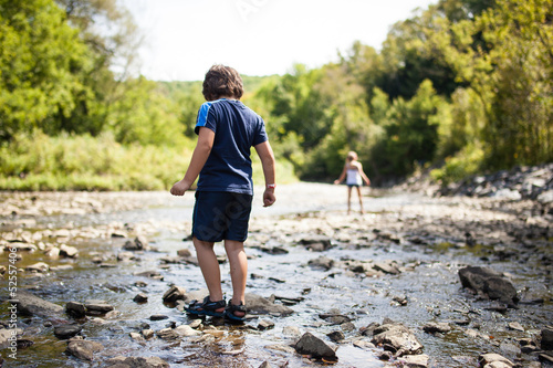 Children playing in a river