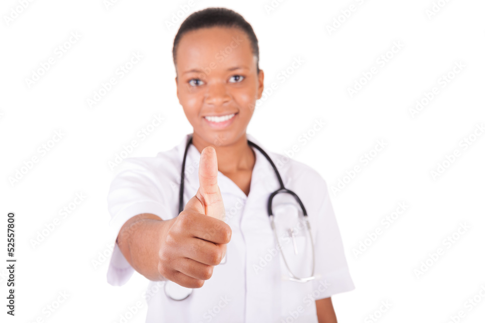 African american woman doctor a over white background African american woman doctor a over white background