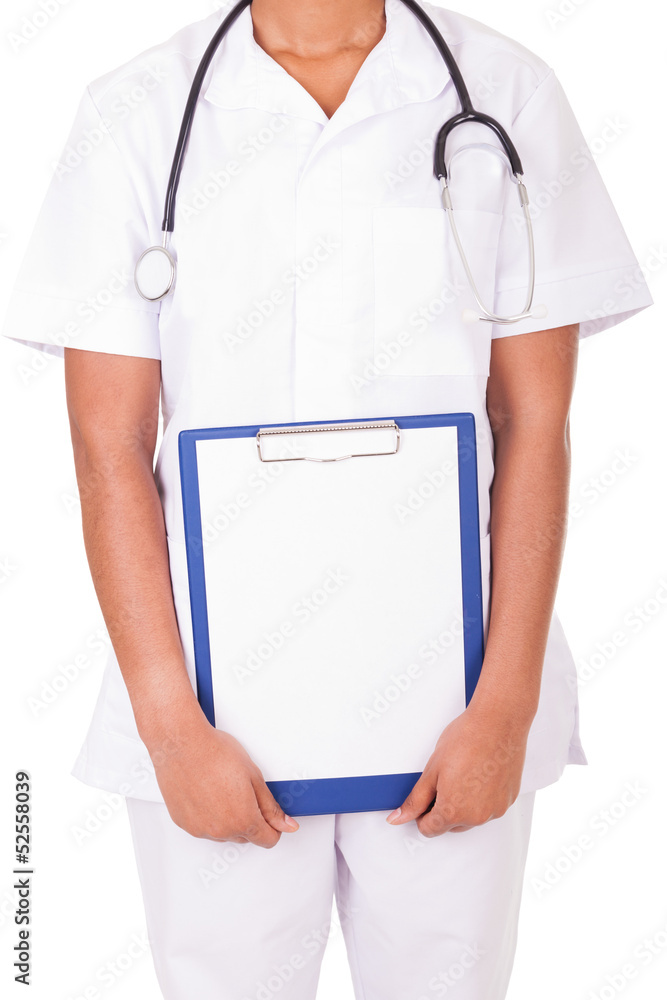 African american woman doctor a over white background African american woman doctor a over white background