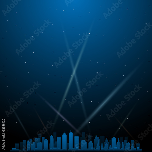 City at night with spotlights in background eps 10