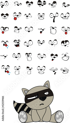 Sitting raccoon cartoon pack collection in vector format 