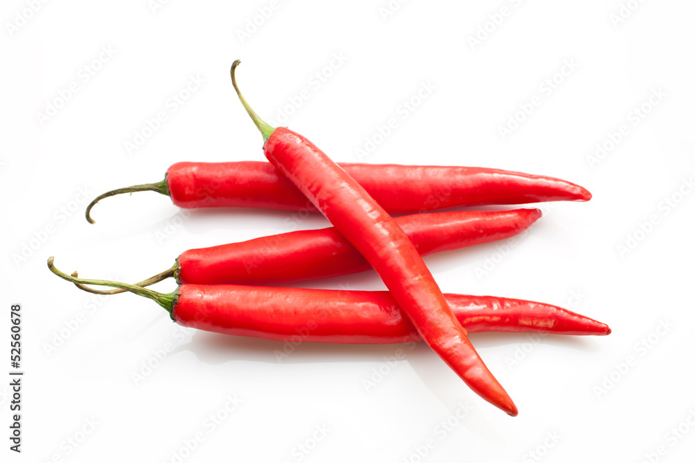 Red chili peppers isolated on the white Red chili peppers isolated on the white