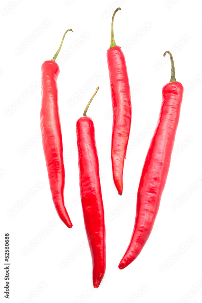Red chili peppers isolated on the white Red chili peppers isolated on the white