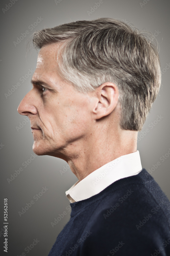 Fototapeta premium Mature Caucasian Man With His Eyes Closed Portrait