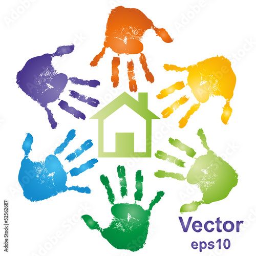 Conceptual vector building with handprints