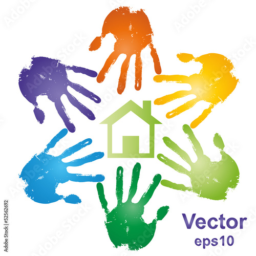 Conceptual vector building with handprints