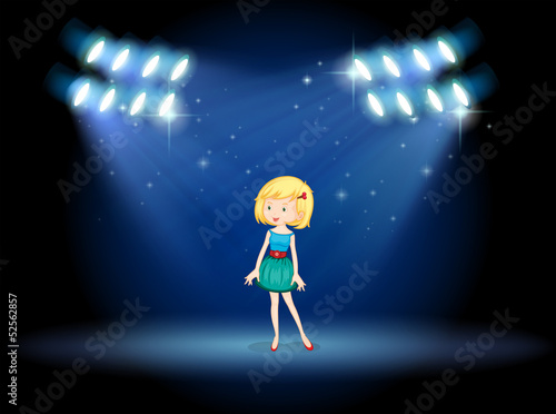 A young actress at the center of the stage