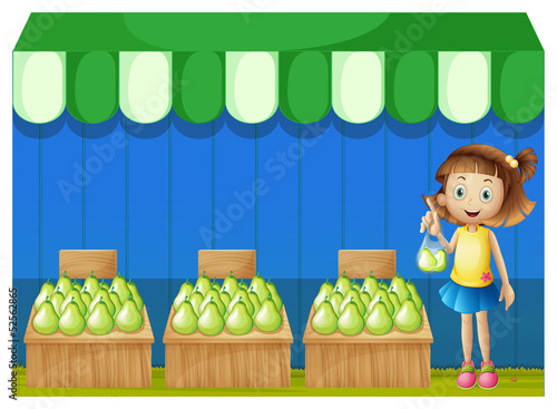 A girl at the fruit market