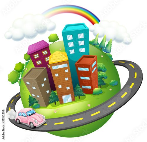 A road surrounding the city