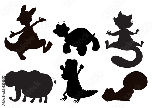 Animals in brown, black and gray colors