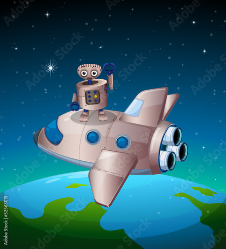 A robot above the spaceship