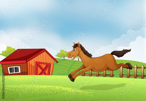 A horse running in the field