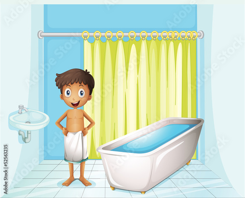 A boy at the bathroom