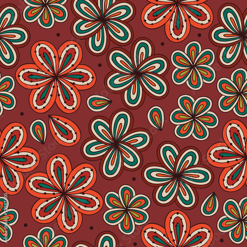 Floral ornamental seamless pattern