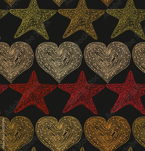 Retro holiday seamless background with hearts