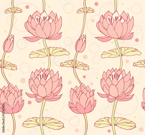 Lotus background  Floral pattern with water lilies