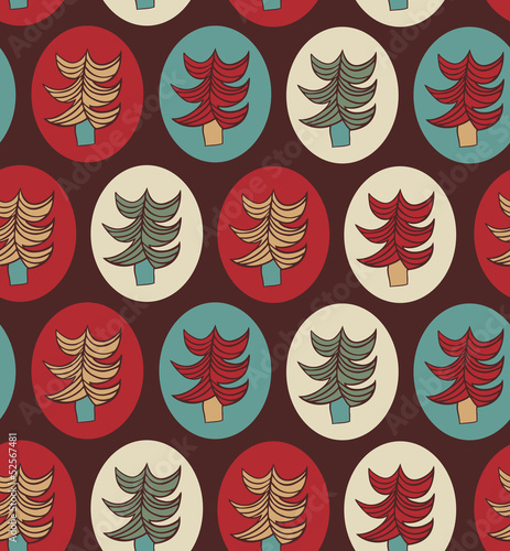 Seamless Christmas pattern with decorative trees