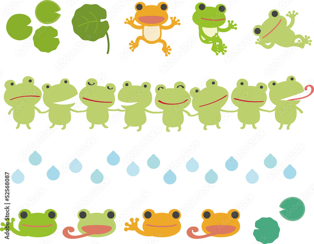 Obraz premium カエルのイラストとライン