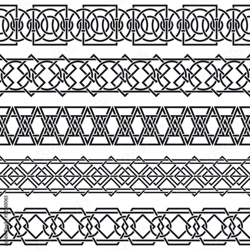 Set of seamless vintage borders in the form of celtic ornament