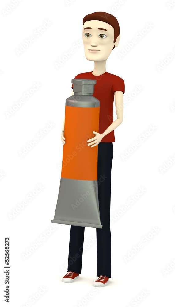 Fototapeta premium 3d render of cartoon character with tube