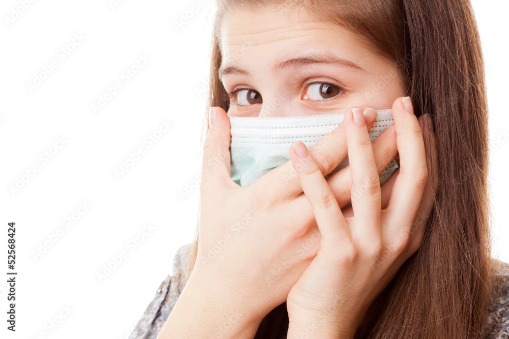 Teenager girl in surgical mask Teenager girl in surgical mask