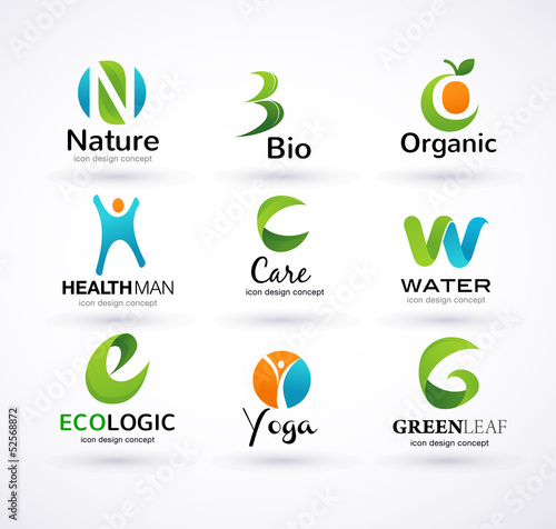Vector green ecology alphabet