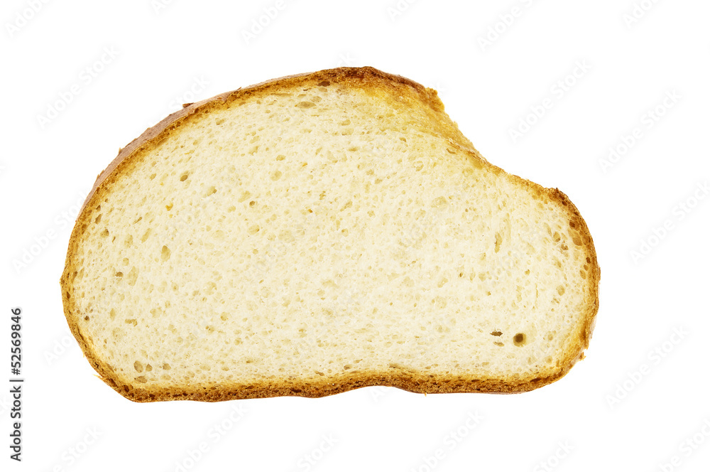 Slice of cereal bread on white background