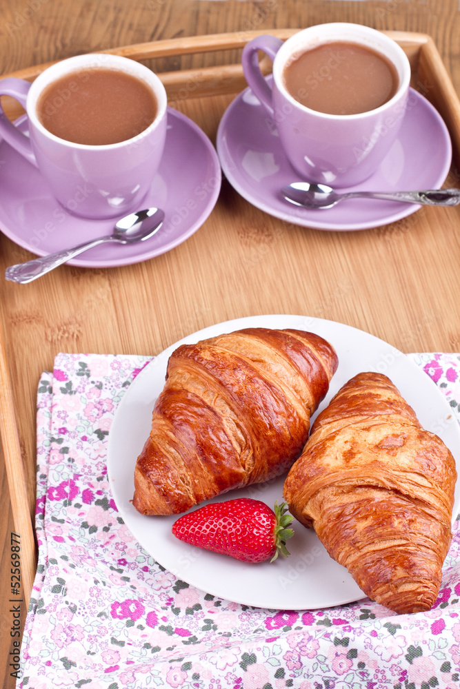 Breakfast with croissant Breakfast with croissant