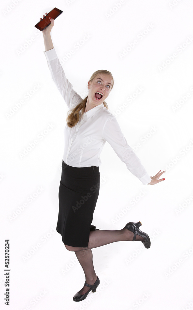 Fototapeta premium kobieta trzymajaca tablet w ręce