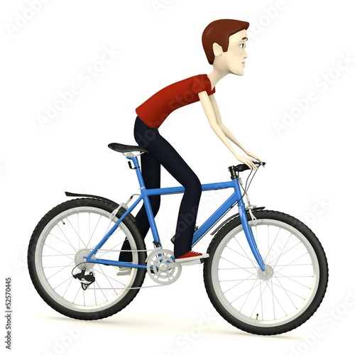 3d render of cartoon character on bicycle © bescec
