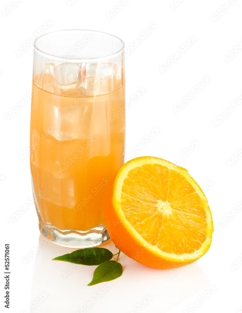 Glass of orange juice isolated on white Glass of orange juice isolated on white