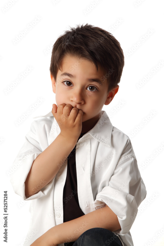 Male child with nice expression thinking Male child with nice expression thinking
