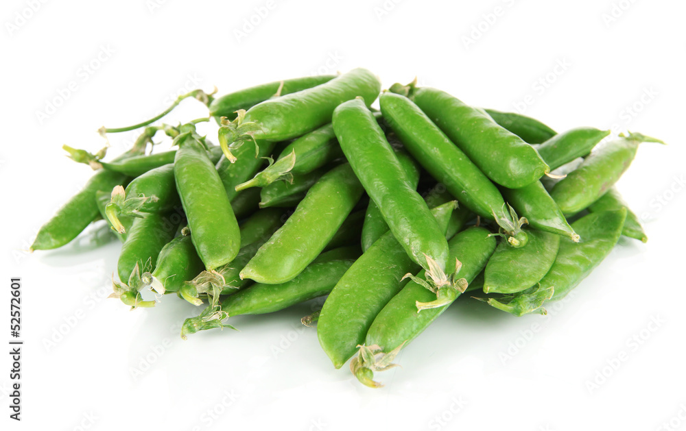 Sweet green peas isolated on white Sweet green peas isolated on white