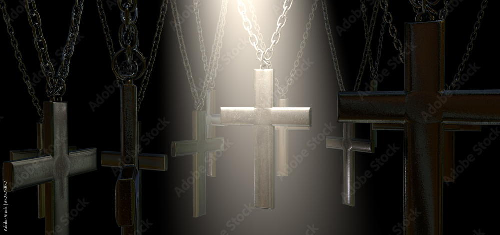 Hanging Crucifix And Spotlight Salvation