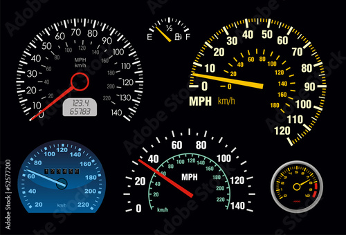 set of vector speedometer and counter photo