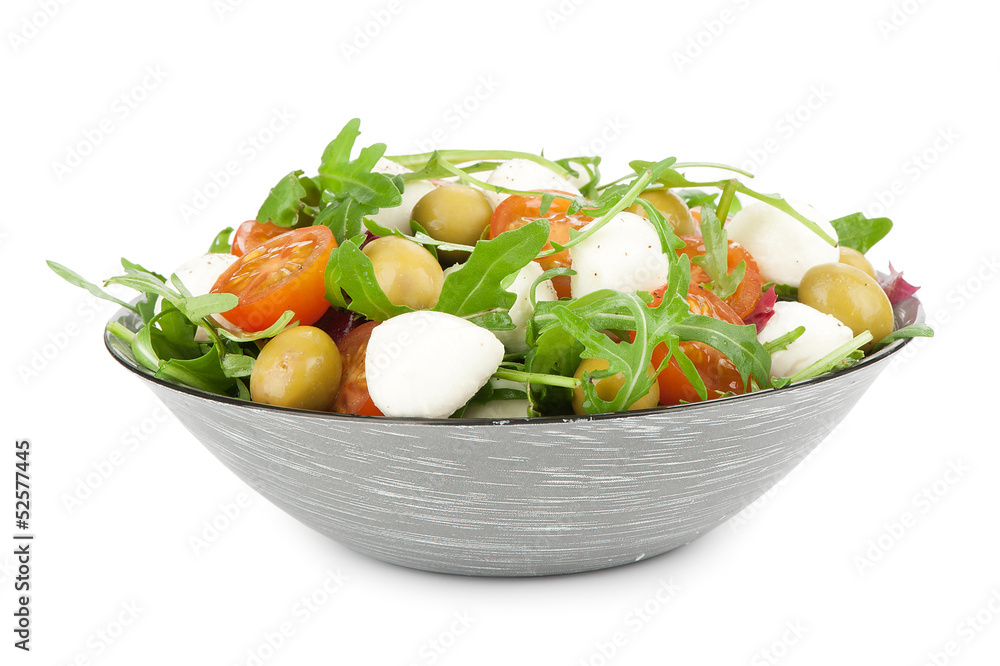 Vegetable salad bowl isolated on white