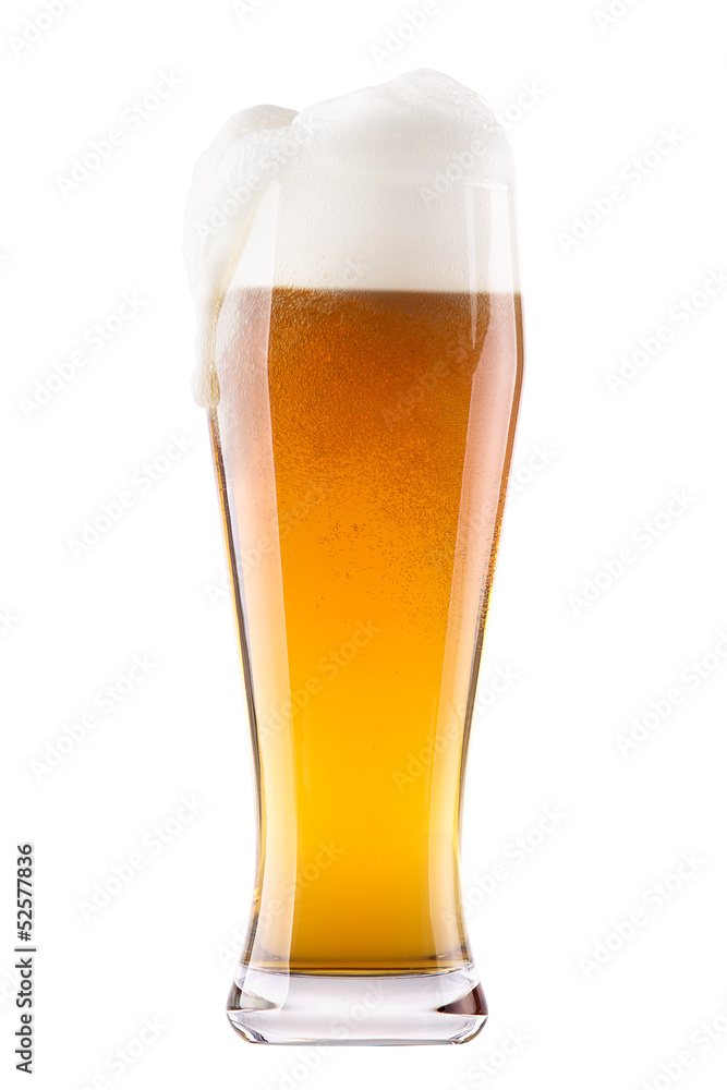Frosty glass of light beer isolated Frosty glass of light beer isolated