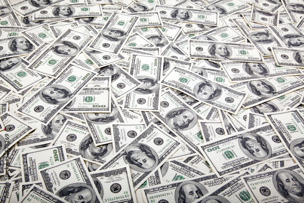 One Hundred Dollar Bills Background - Mess One Hundred Dollar Bills Background - Mess